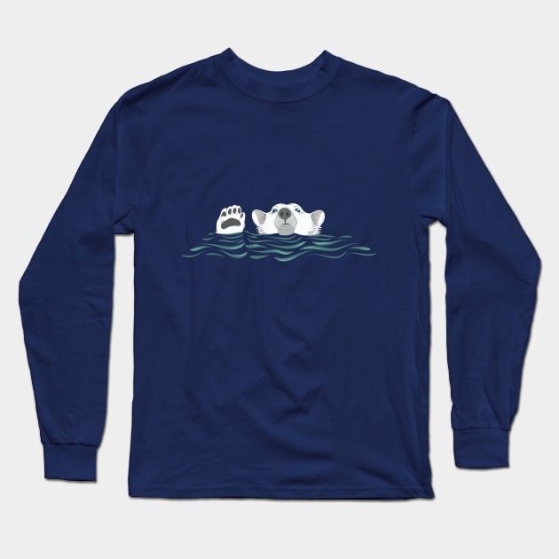 Shy Polar Bear Long Sleeve T-Shirt by VBleshka